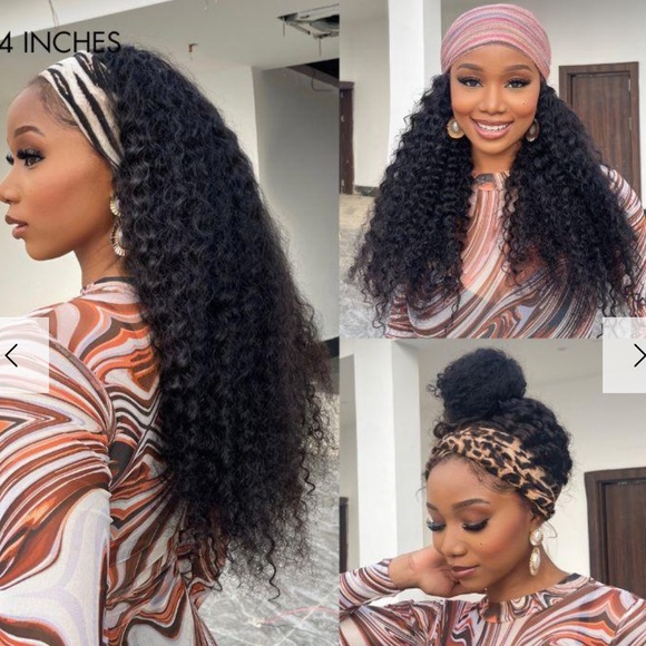 100% Human Hair deep wave Headband Wig glueless 23” - Picture 3 of 16